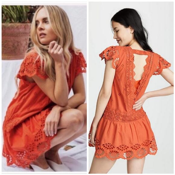 Free People Esperanza Eyelet Mini Dress‎ Size XS - Picture 1 of 10